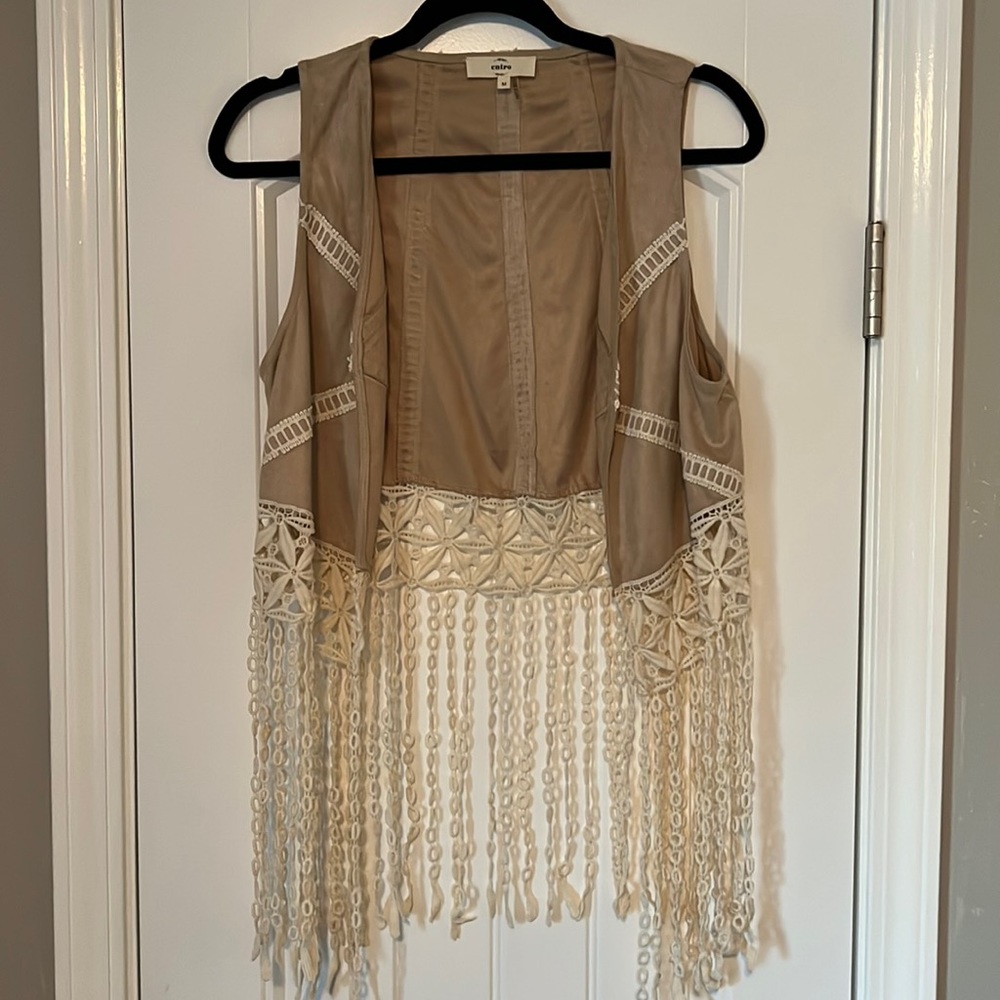 Medium Beige Suede Fringe Boutique Vest